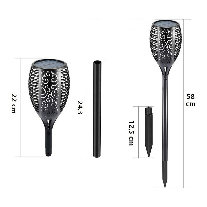 Estaca Solar Led Faroles Exterior Jardin Antorcha Estaca