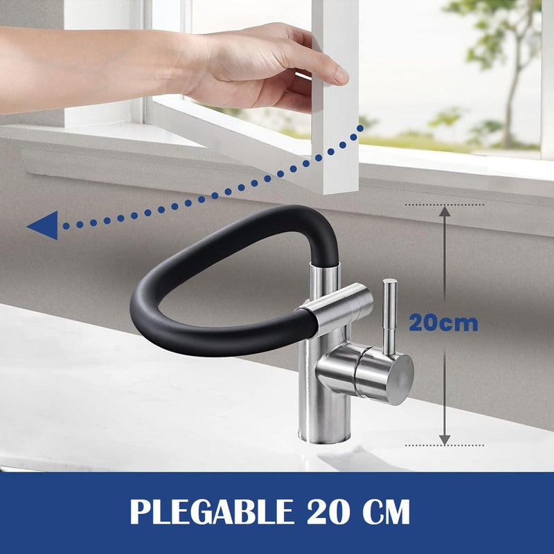 Llave Lavaplatos Monomando Cuello Flexible Agua Caliente