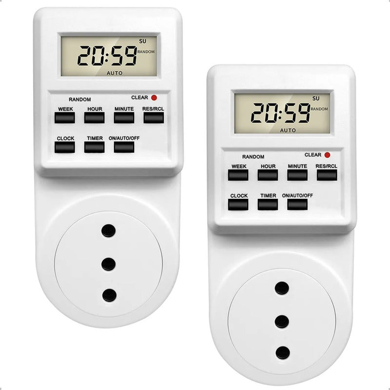 Pack X2 Enchufe Temporizador Timer Digital Programable