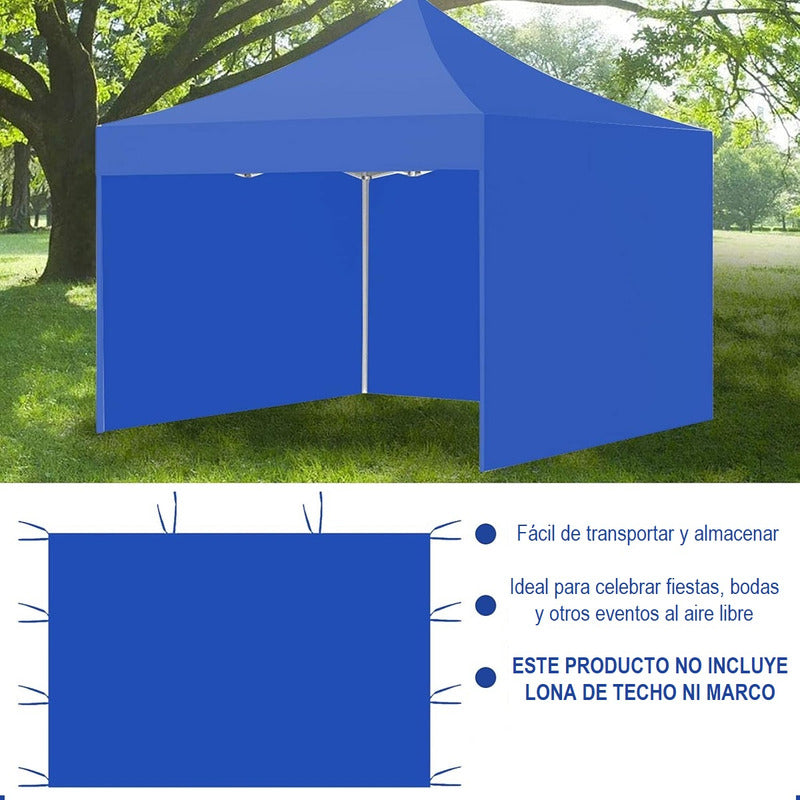 Pack X2 Repuesto Toldo Lona Lateral 3x3 Azul Laterales Toldo