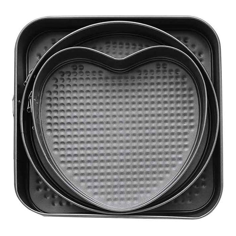 Set 3 Molde De Corazon Desmontable Antiadherente Torta Pan