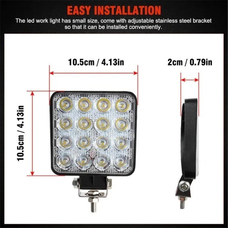 Pack X2 Focos Led Automovil Foco 4x4 Foco Neblineros Led 48w