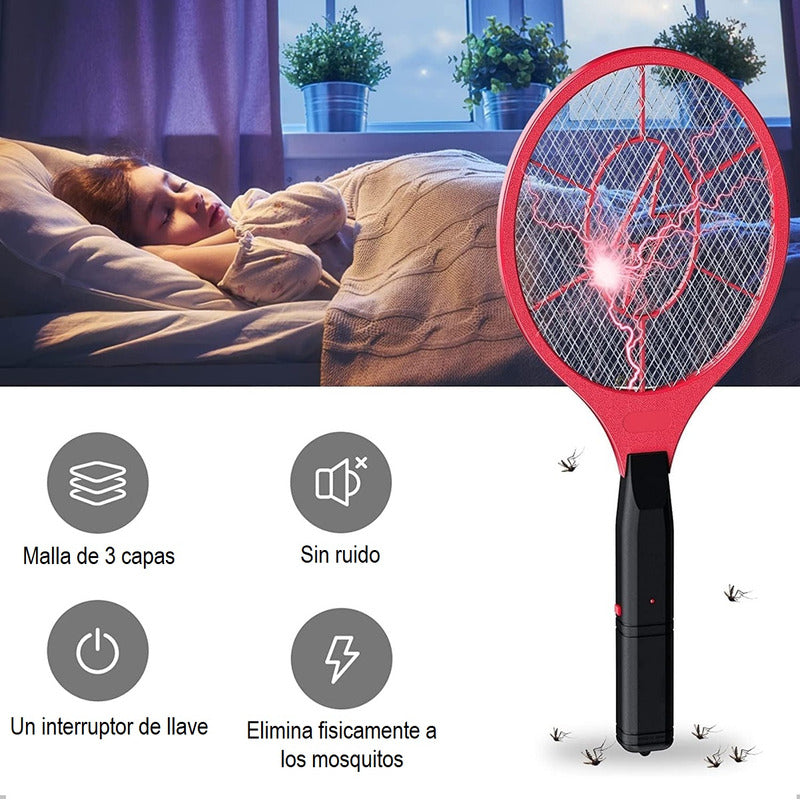 X3 Raqueta Mata Mosca Zancudos Raqueta Matamoscas Electrico