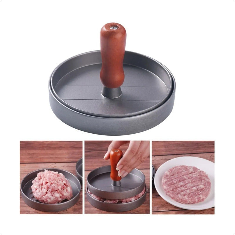 Prensa Para Hamburguesas Bbq Asado Cocina Parrilla Color Gris