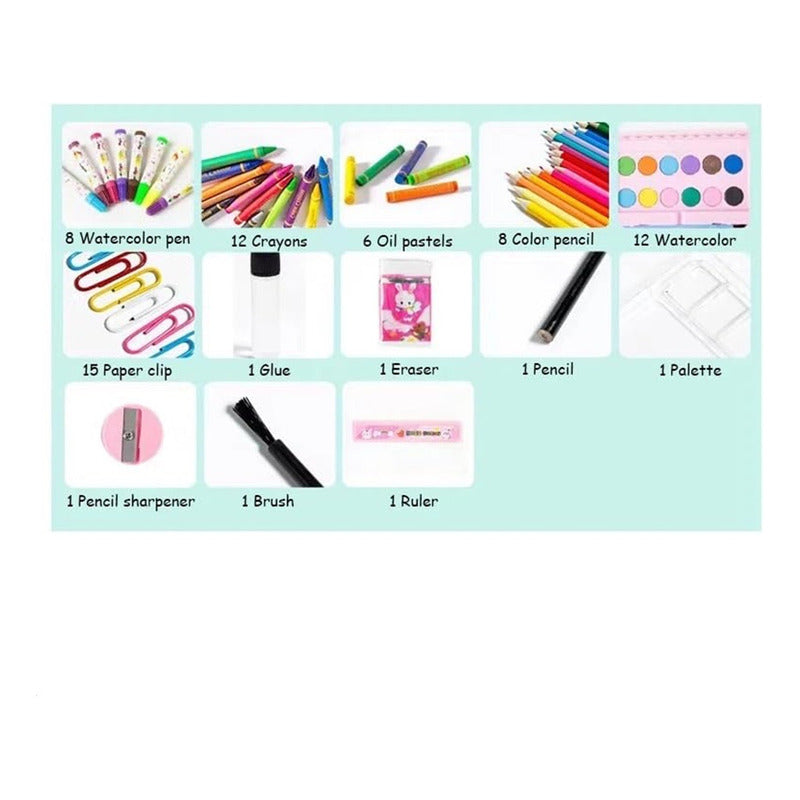 Set Arte Maleta De Lapices 68 Pcs Set De Dibujo Portátil