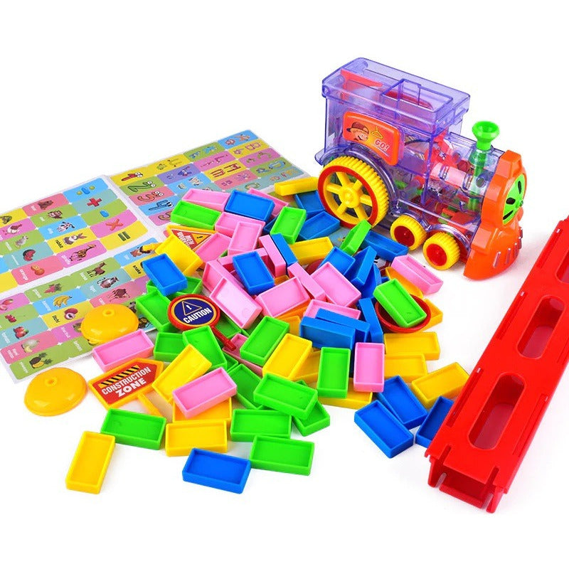 Tren Domino De Juguete Tren Automático Juego Didáctico Color