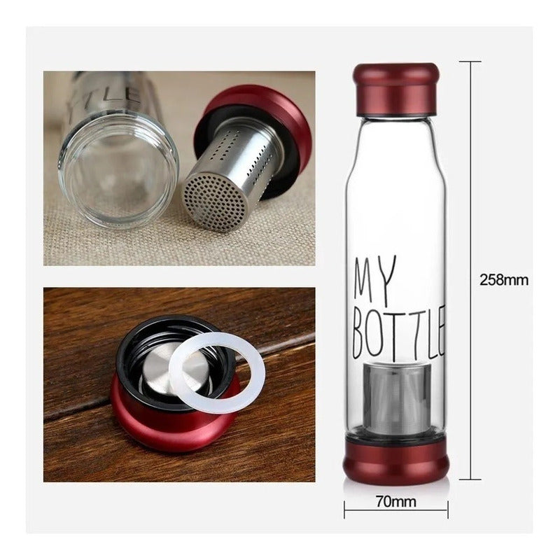 Botella Infusor De Vidrio Infusor De Te Con Funda 550ml