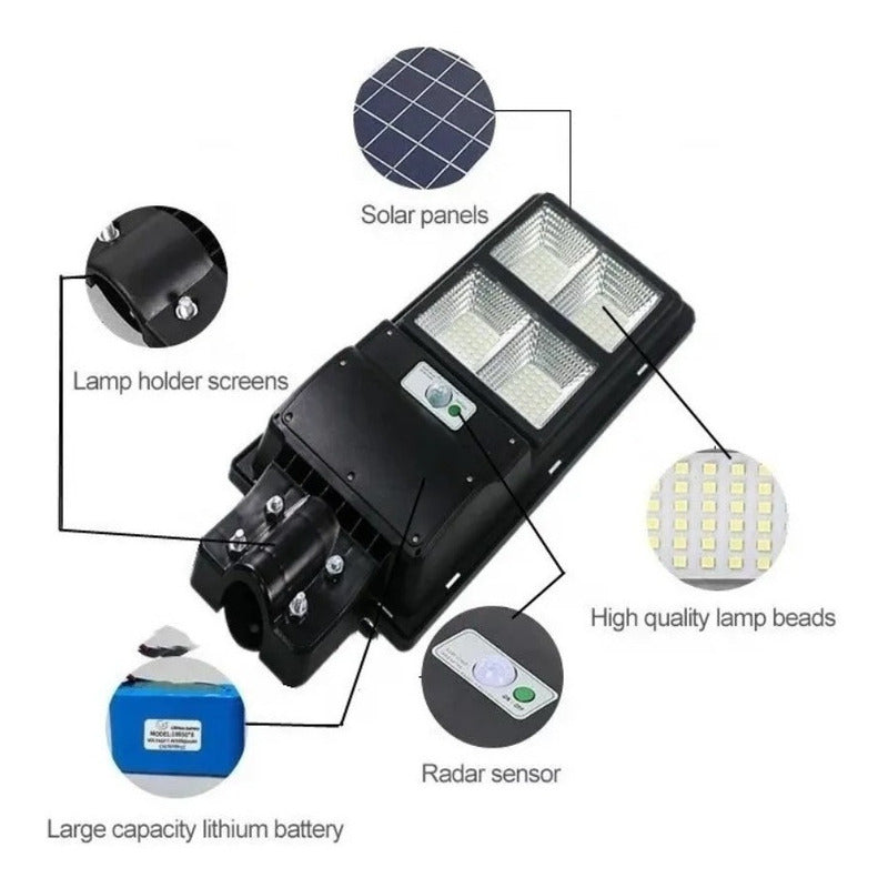 Pack X5 Foco Led Solar 200w Focos Recargable Foco Exterior