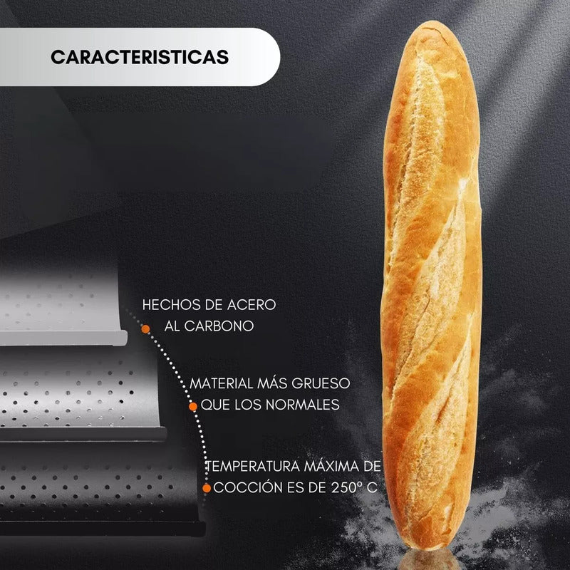 Molde Perforado Antiadherente 4 Pan Francés Baguette Baguete Arcashopping Molde Perforado Metalico Antiadherente Para Pan Francés Pan Baguette