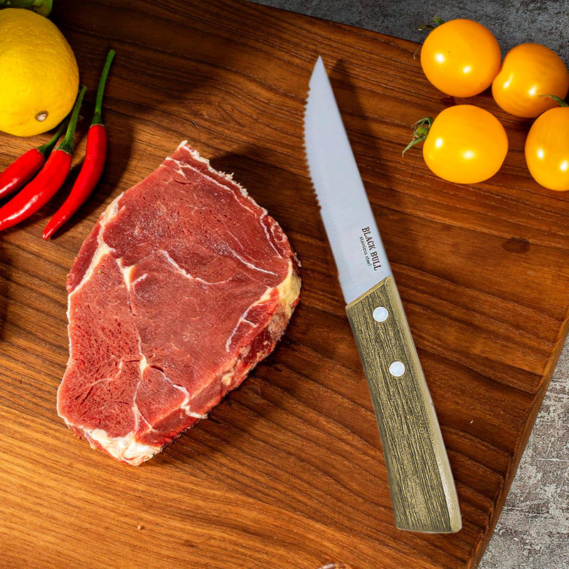 Set De Cuchillos Cuchillo Para Carne Set 4 Cuchillos Steak Black Bull Arcashopping Cuchillos Cocina De Carne Set De 4 Cuchillos Cocina Cuchillos Para Carne Acero Inoxidable Cuchillos Carne De Madera