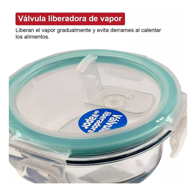 Set 3 Contenedores Envases De Vidrio Redondos Herméticos