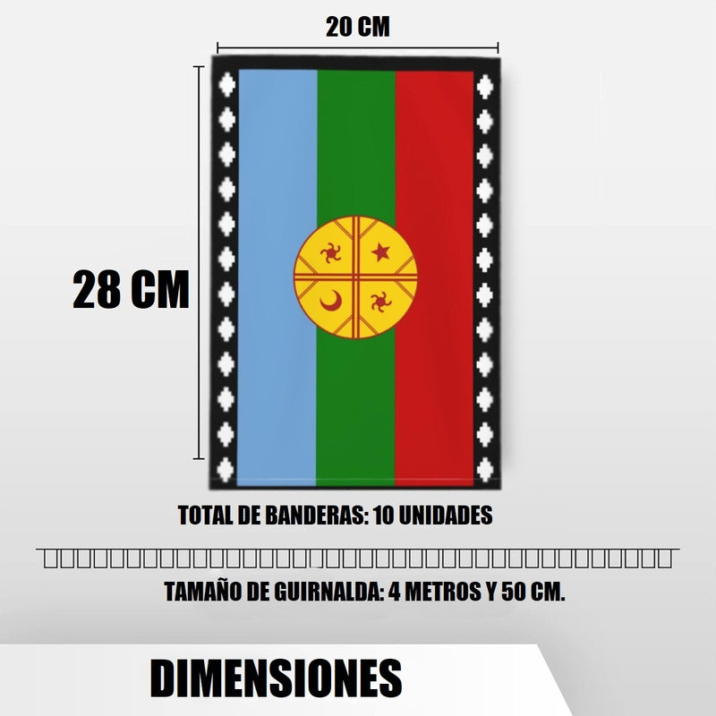 Guirnalda Bandera Mapuche Decoración Fiestas Patrias Bandera