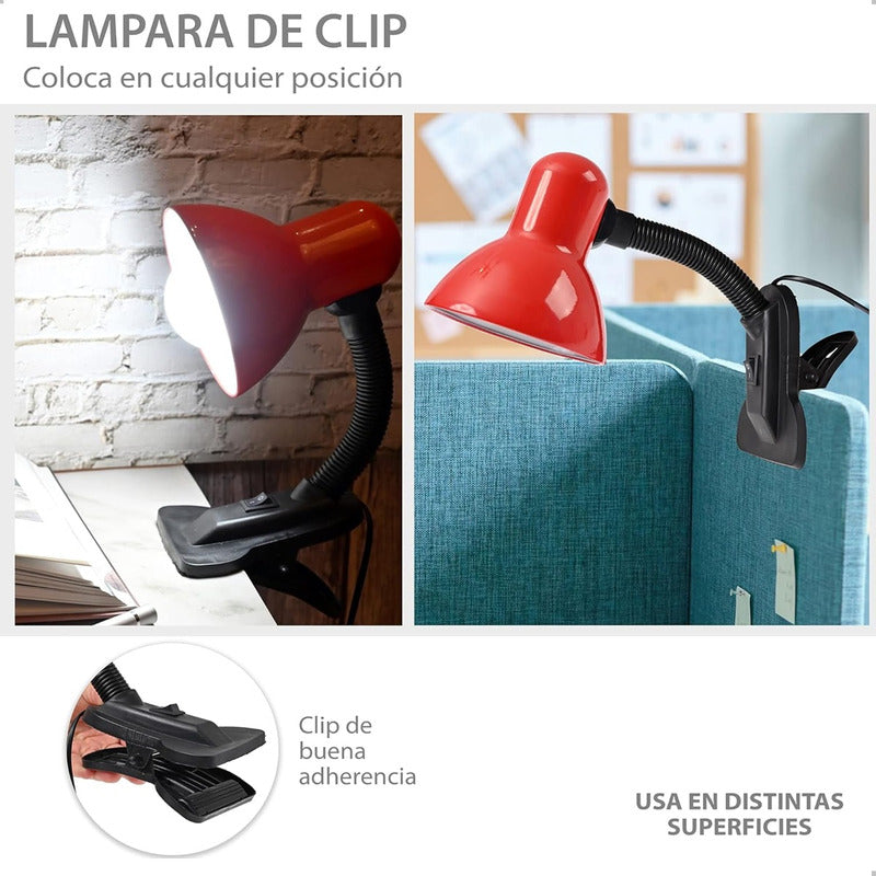 Pack X2 Lampara De Velador Lampara Escritorio Flexible Click