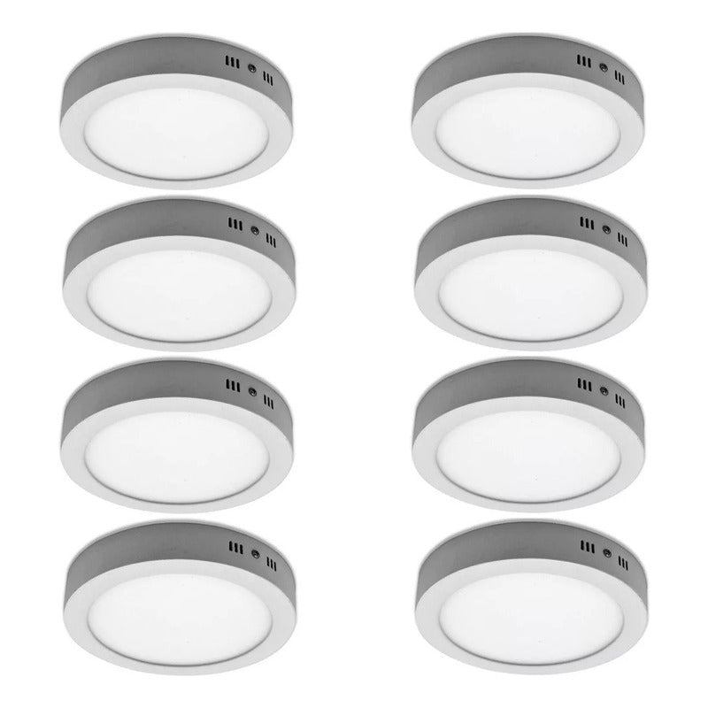 Pack X8 Foco Redondo Foco Led Sobrepuesto 24w Lamparas Techo