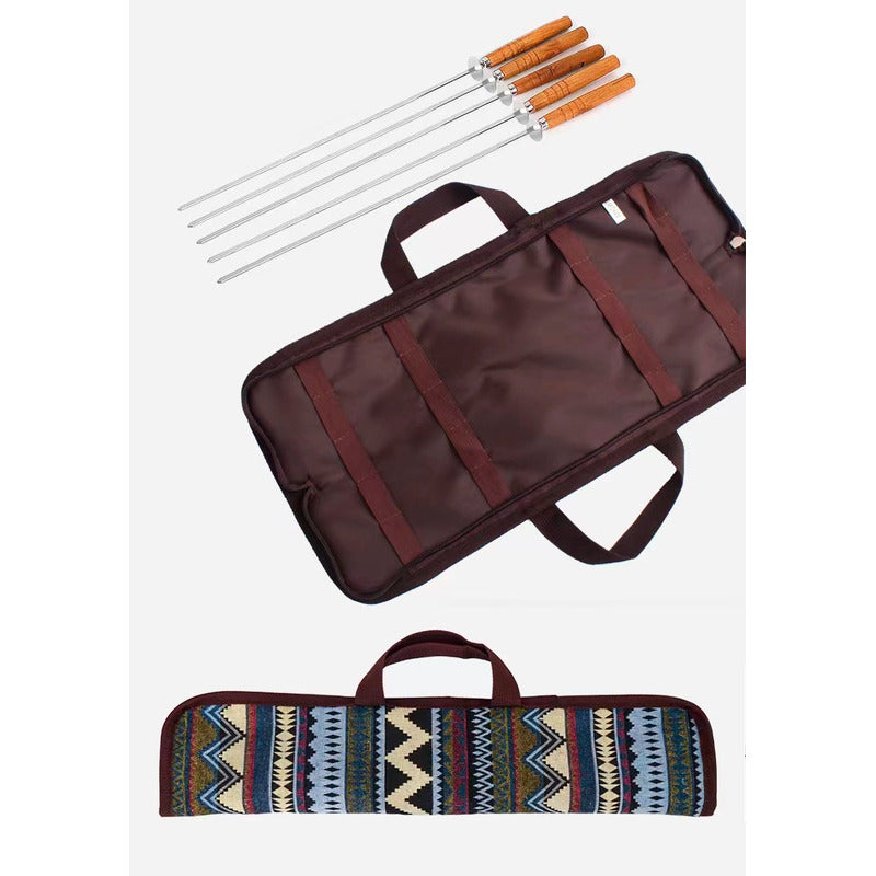 Set 5 Brochetas Para Asado Anticucho Pinchos Acero Inoxidabl
