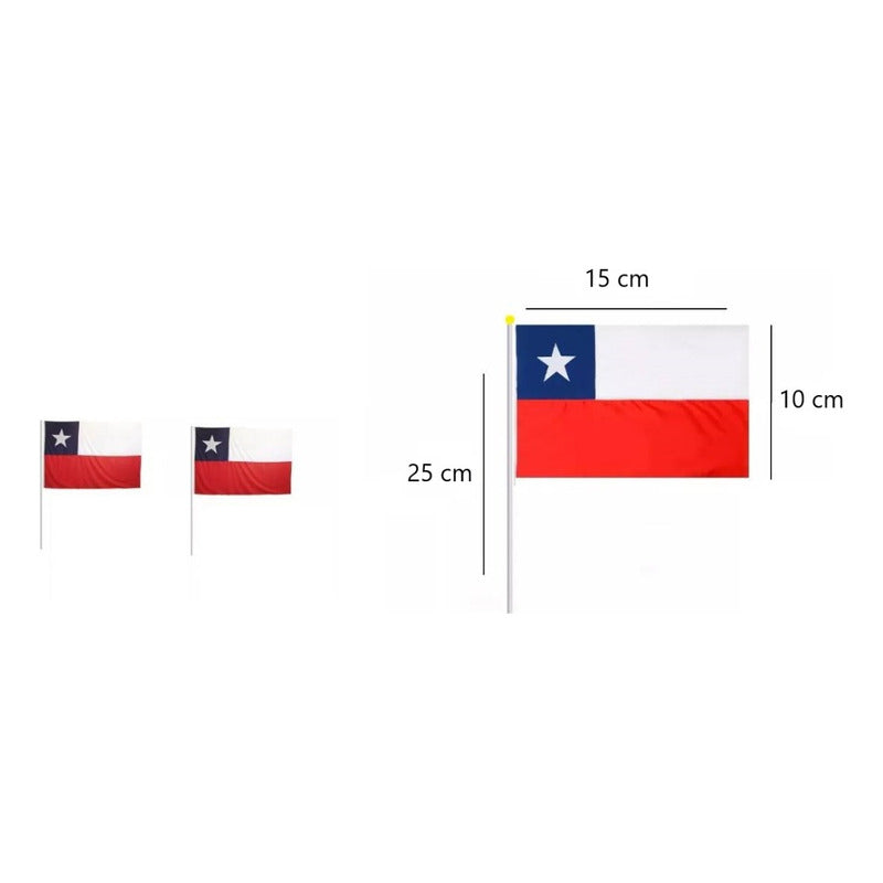 Pack X2 Bandera Decorativa Chile 15x10cm Banderas Fiestas
