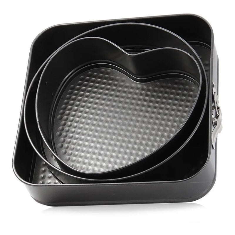 Set 3 Molde De Corazon Desmontable Antiadherente Torta Pan