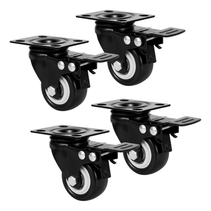 Pack X4 Rueda Giratoria 2 Pulgadas Rueda Con Freno Multiuso