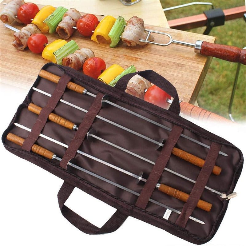 Set 5 Brochetas Para Asado Anticucho Pinchos Acero Inoxidabl