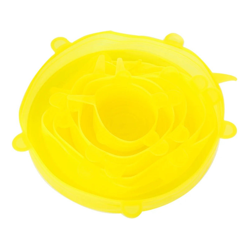 Set 6 Tapas De Silicona Adaptable Para Alimentos Reutilizabl