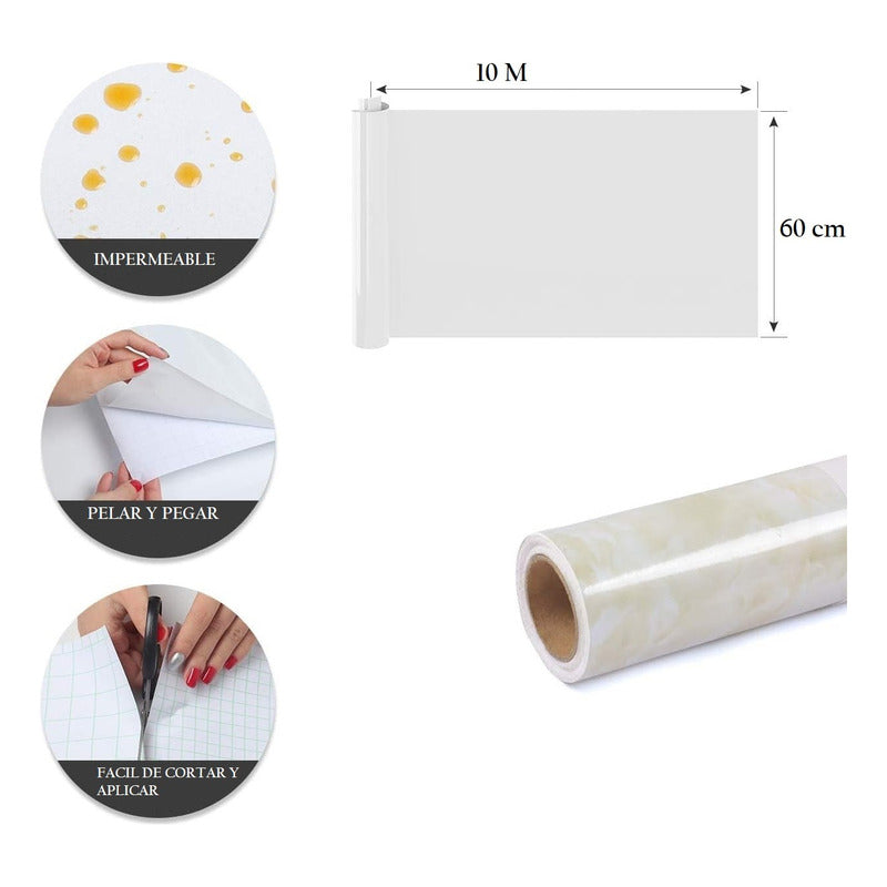 Papel Mural Autoadhesivo Mármol Papel Tapiz Decorativo 10m