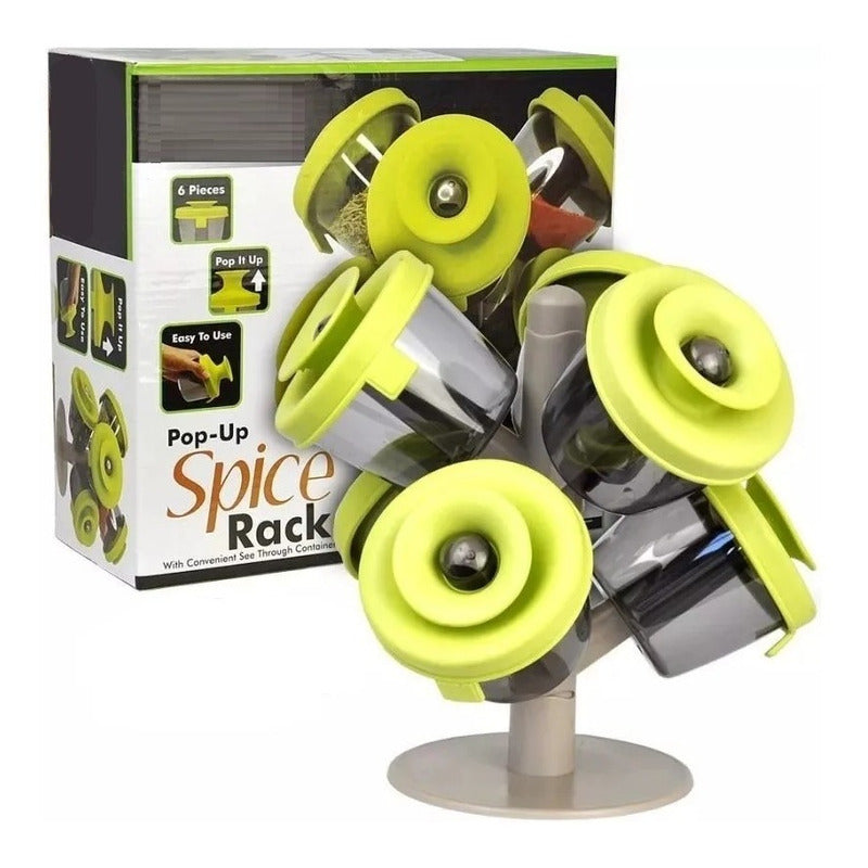 Especiero 6 Piezas Con Tapas Condimentero Organizador Rack