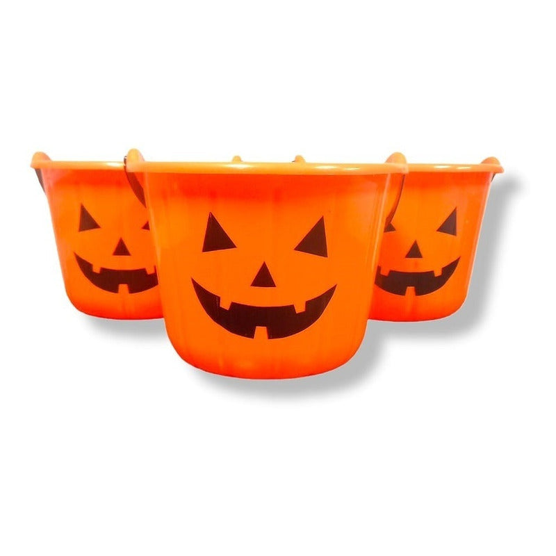 Cubo Calabaza Para Dulces Halloween Balde Dulces Fiestas
