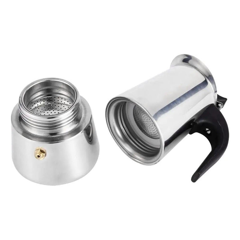 Cafetera Italiana Acero Inoxidable 4 Tazas Cafetera Portatil