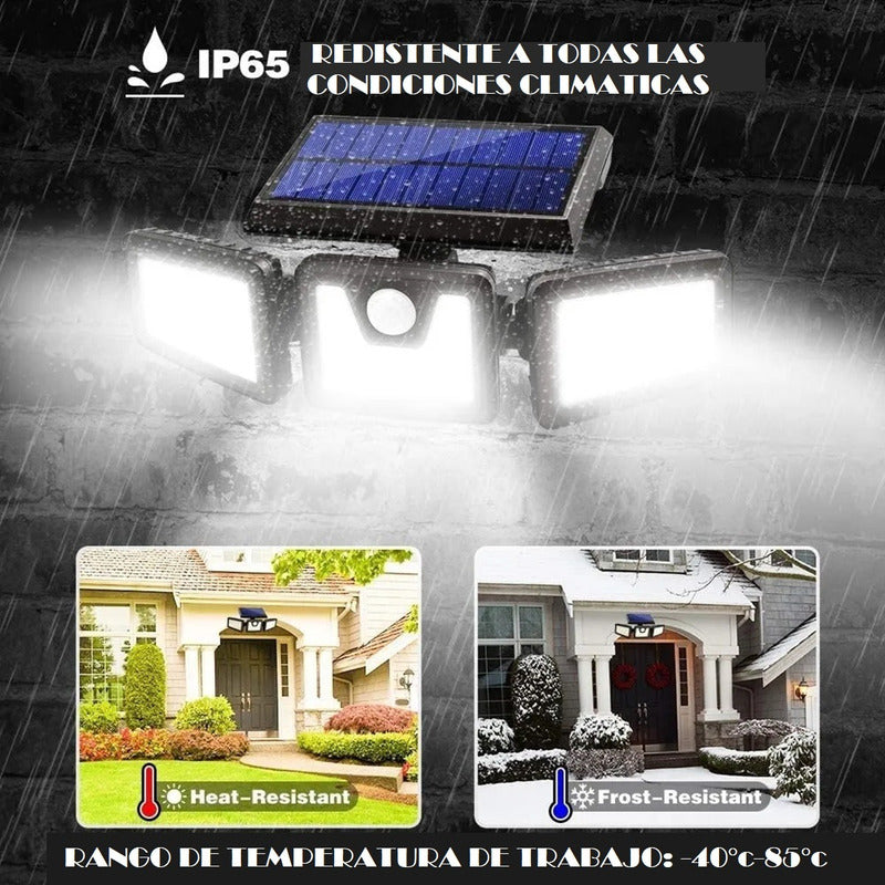 Pack X2 Focos Solar Led Exterior Foco Solar Con Sensor 74led
