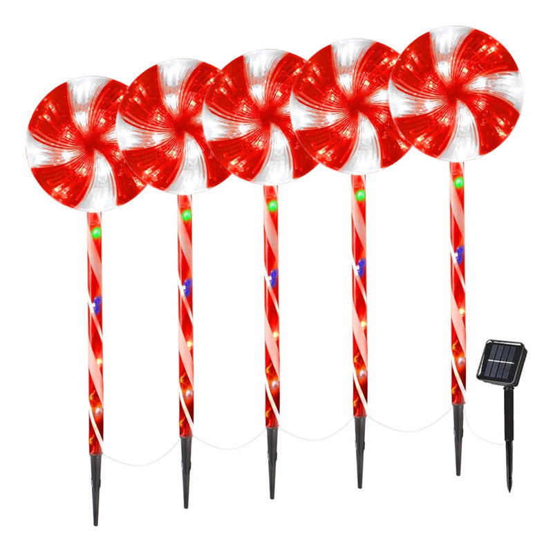 Pack X5 Estacas Solares Luces Navideñas Luces De Navidad