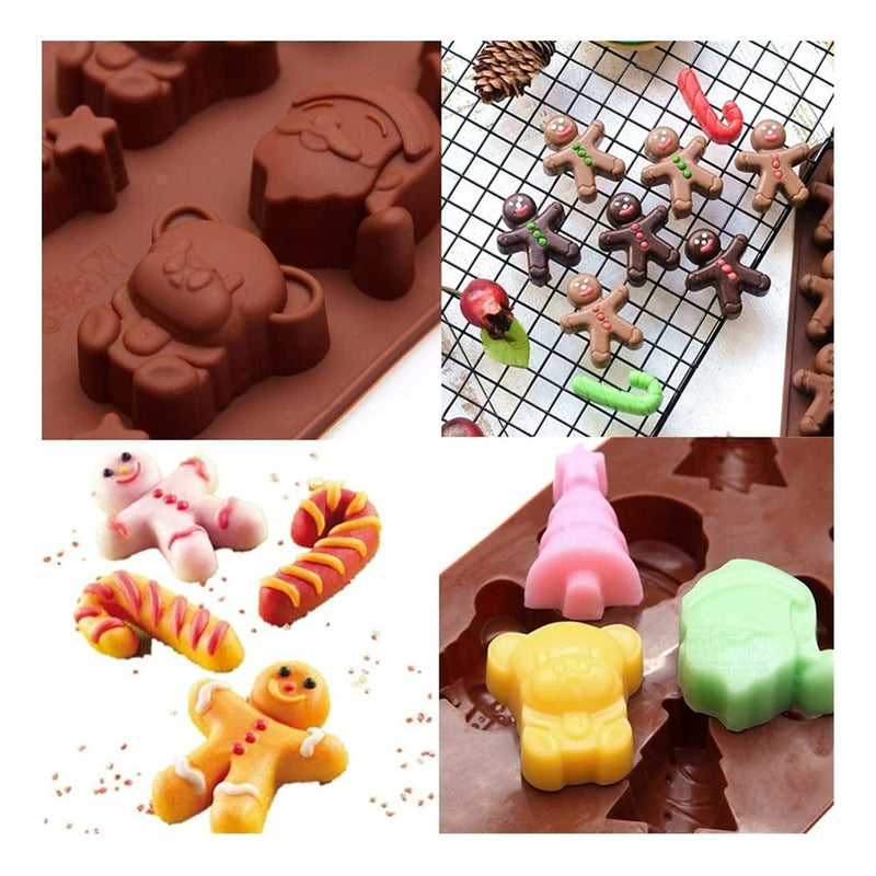 Pack X2 Molde Silicona Chocolate Navidad Moldes Repostería
