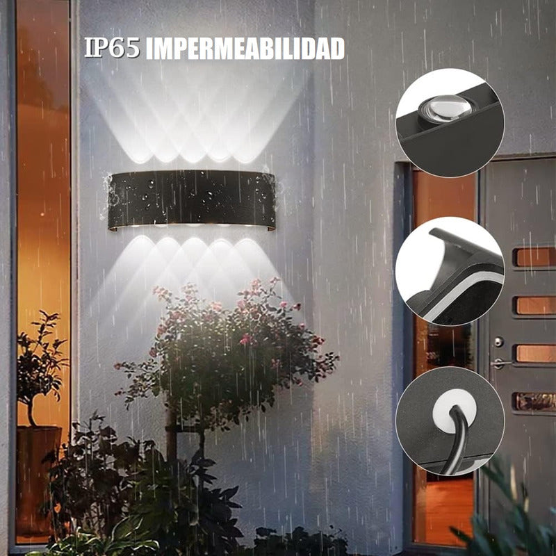 Pack X2 Lampara Led Focos Exterior Pared 10w Luz Fria 6000k