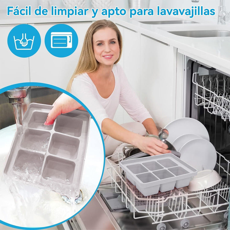 Molde Hielo Cubetas De Hielo Con Tapa Bandeja Para Hielo