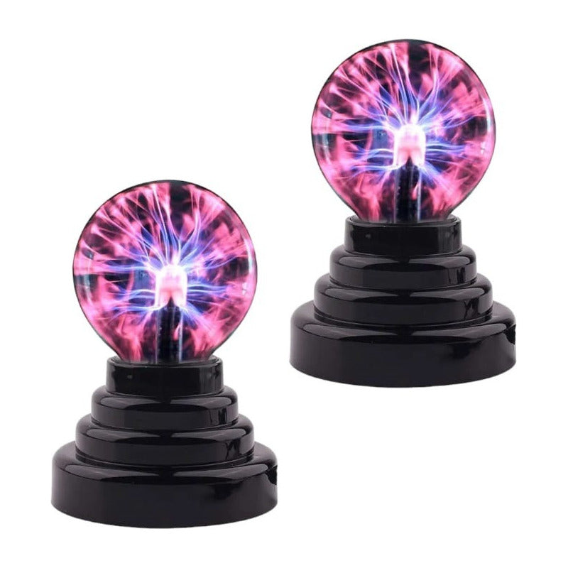 Pack X2 Mini Lampara Plasma Energía Táctil Bola Rayos Usb