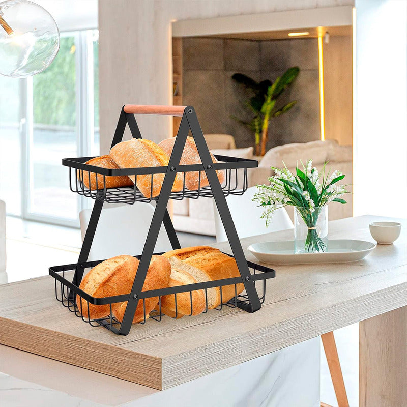 Cesto De Frutas Metalico Frutero De Mesa Cesto De Frutas 2 Niveles Arcashopping Cesta De Frutas Portátil Organizador De Cocina Cesta Rectangular De Metal Organizador De Frutas Cocina