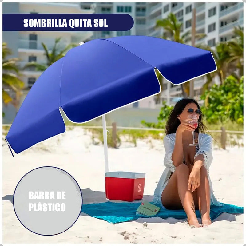 Pack X2 Sombrilla Paraguas Quita Sol Para La Playa 150cm
