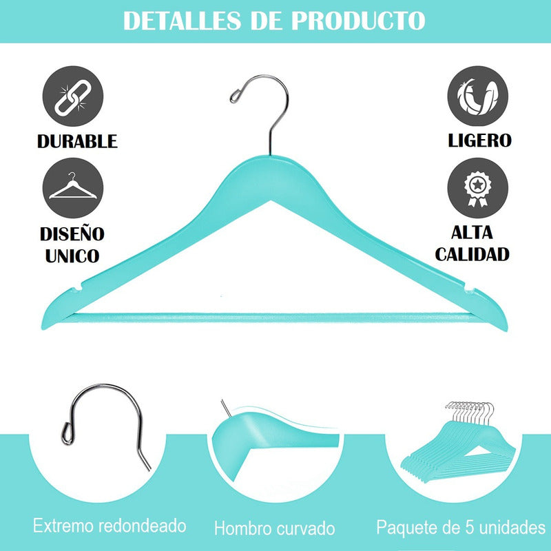 Pack X5 Colgadores De Ropa Colgadores Plásticos Perchas Ropa