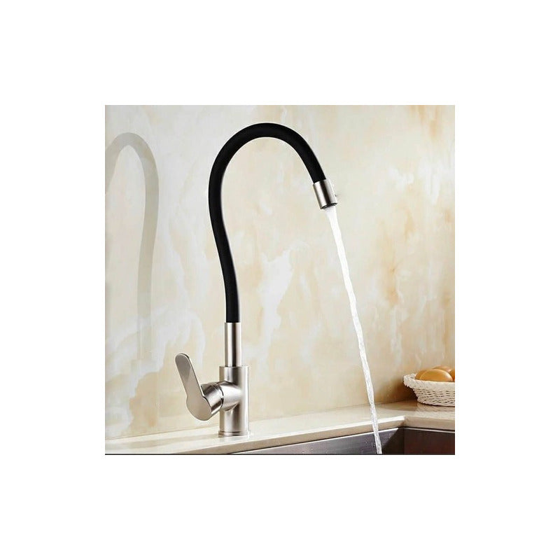 Griferia Cocina Negra Aqualaf Flexible Movil Mayor Caudal Acabado Mate Color Negro