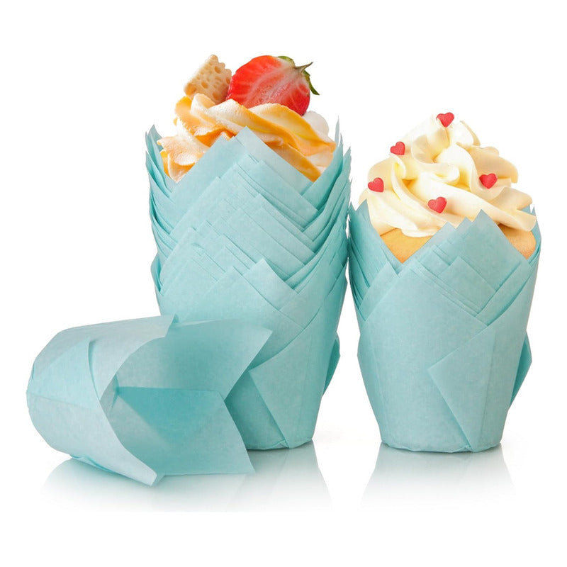 Pack 24 Capsulas De Papel Para Muffins Tulipán Molde Cupcake