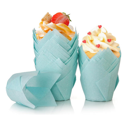 Pack 24 Capsulas De Papel Para Muffins Tulipán Molde Cupcake