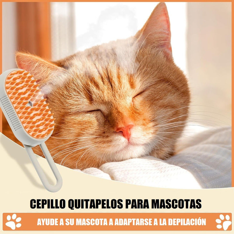 Cepillo Vapor Gato Quita Pelos Mascotas Peine Masajeador