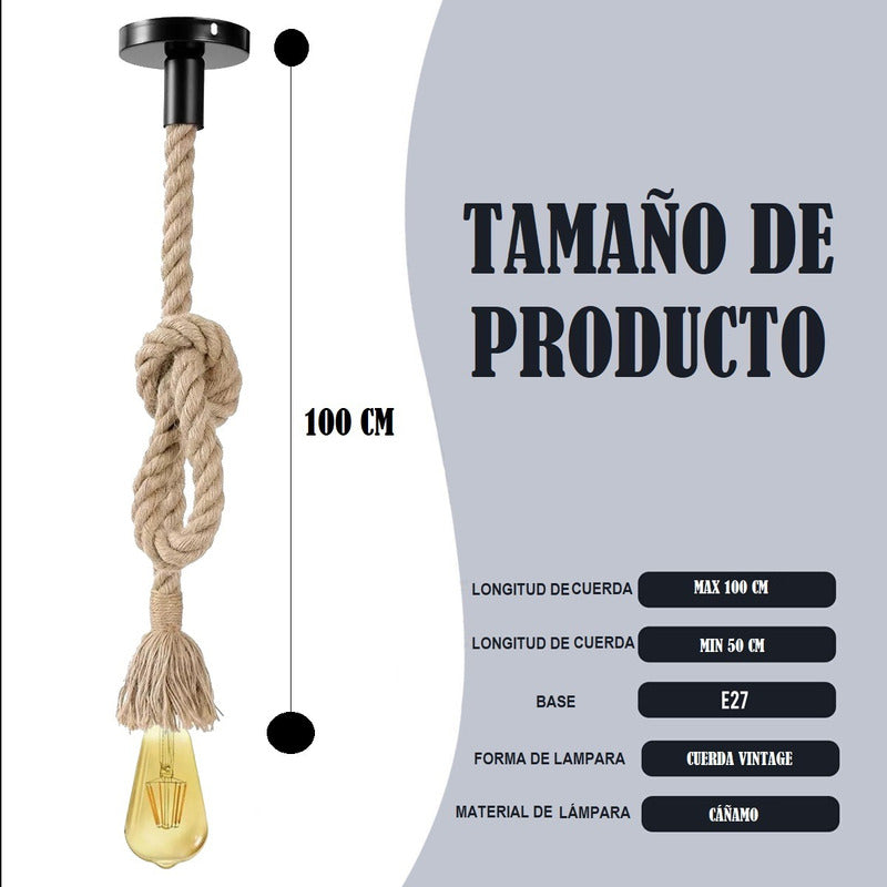 Pack X3 Lámpara Colgante Soquete Cuerda Vintage Lámpara E27