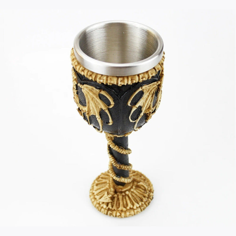 Copa Caliz Dragon Esqueleto Copa Vikingo Gotica Resina