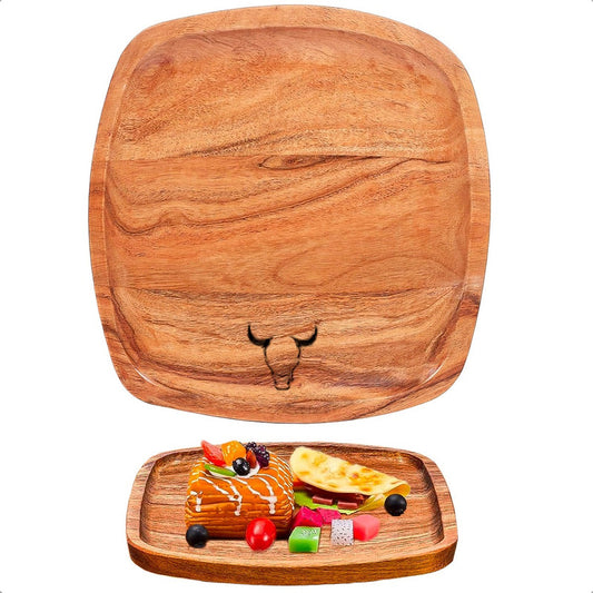 Plato Madera Acacia Plato Wayu Plato De Madera 25cm Bandeja