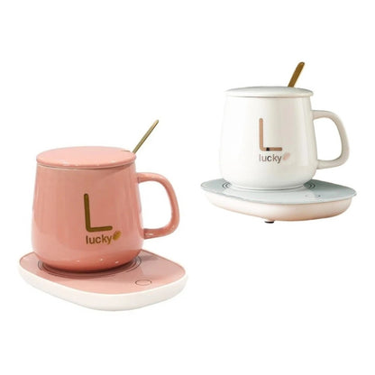 Pack X2 Taza Con Calentador Tazón Tazas De Te Temperadas Mug