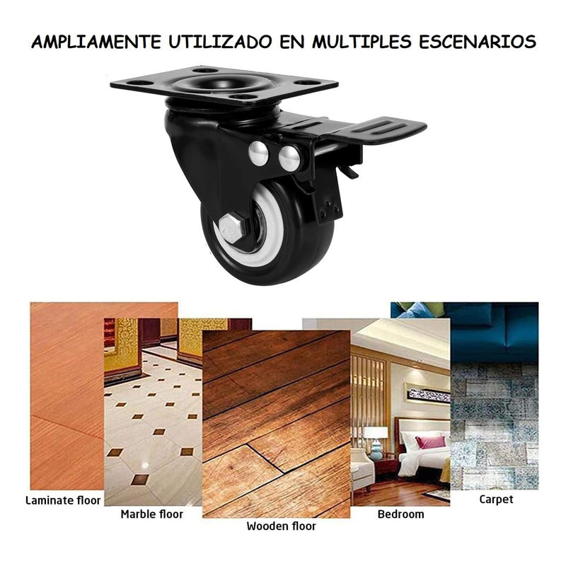Pack X6 Rueda Giratoria 2 Pulgadas Rueda Con Freno Multiuso