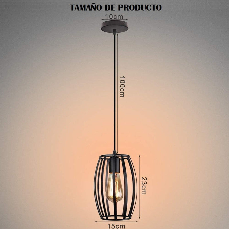 Pack X2 Lámpara Colgante Lámparas Techo Comedor Ovalada E27 Estructura Negro