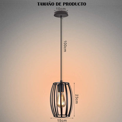Pack X2 Lámpara Colgante Lámparas Techo Comedor Ovalada E27 Estructura Negro