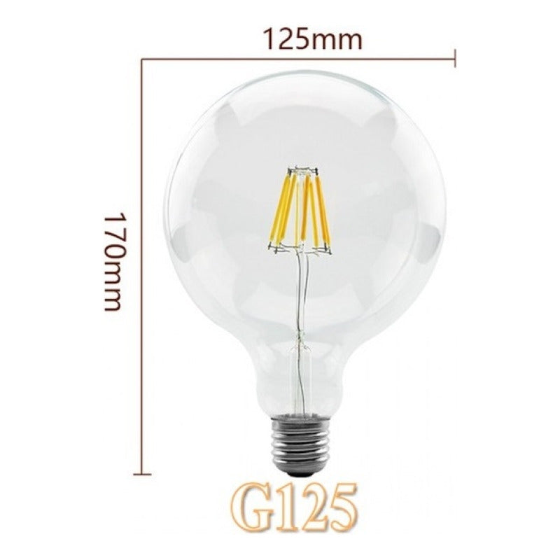 Ampolleta G125 Led Bombilla Incandescente Retro 8w 2700k Casa Dade Ampolleta Edison G125 8w