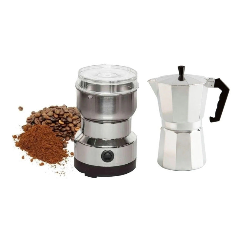 Cafetera Italiana 6 Tazas Cafetera + Molinillo Electrico